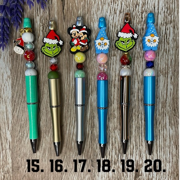 Handcrafted Gnome Grinch Pens Beaded Unique Artisan Gifts Office Accessories - Picture 1 of 8